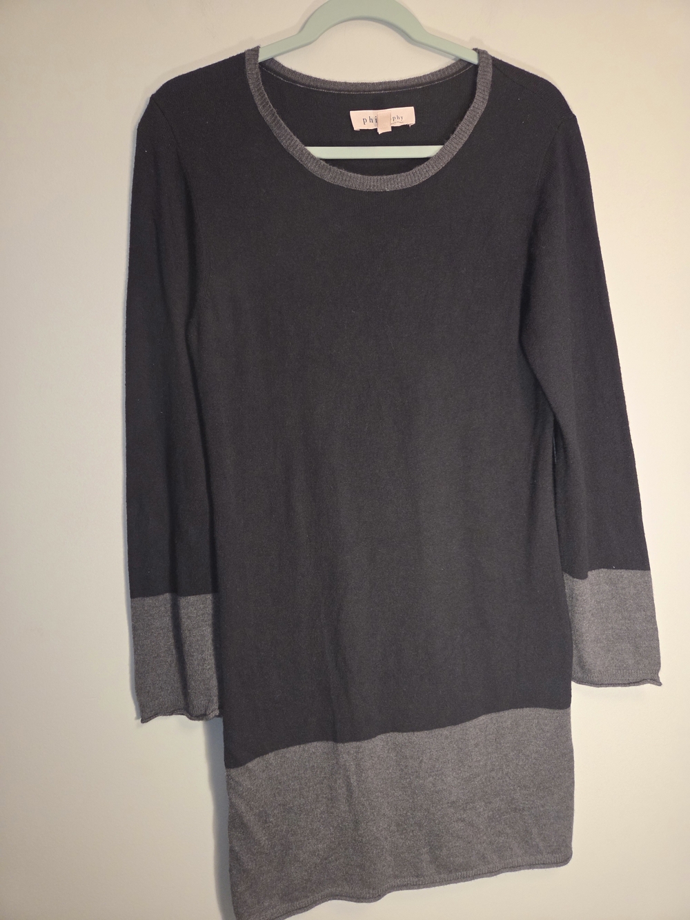 Philosophy Republic Clothing Women's Size XL Colorblock Sweater Dress Gray Black